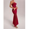 imageMilumia Womens 2 Piece Outfits Ruffle Trim Cami Crop Top and Low Rise Maxi Skirt SetRed
