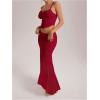 imageMilumia Womens 2 Piece Outfits Ruffle Trim Cami Crop Top and Low Rise Maxi Skirt SetRed