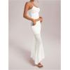 imageMilumia Womens 2 Piece Outfits Ruffle Trim Cami Crop Top and Low Rise Maxi Skirt SetWhite