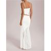 imageMilumia Womens 2 Piece Outfits Ruffle Trim Cami Crop Top and Low Rise Maxi Skirt SetWhite