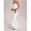 imageMilumia Womens 2 Piece Outfits Ruffle Trim Cami Crop Top and Low Rise Maxi Skirt SetWhite
