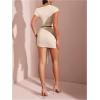 imageMilumia Womens 2 Piece Set One Shoulder Crop Top Tee and Ruched Going Out Mini SkirtBeige