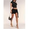 imageMilumia Womens 2 Piece Set One Shoulder Crop Top Tee and Ruched Going Out Mini SkirtBlack