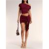 imageMilumia Womens 2 Piece Set One Shoulder Crop Top Tee and Ruched Going Out Mini SkirtBurgundy