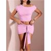 imageMilumia Womens 2 Piece Set One Shoulder Crop Top Tee and Ruched Going Out Mini SkirtPink