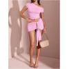 imageMilumia Womens 2 Piece Set One Shoulder Crop Top Tee and Ruched Going Out Mini SkirtPink