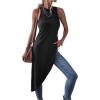 imageMilumia Womens Asymmetrical Hem Crew Neck Long Tank Top Sleeveless Tunic Tops ShirtsA Black