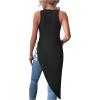 imageMilumia Womens Asymmetrical Hem Crew Neck Long Tank Top Sleeveless Tunic Tops ShirtsA Black