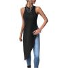 imageMilumia Womens Asymmetrical Hem Crew Neck Long Tank Top Sleeveless Tunic Tops ShirtsA Black
