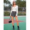 imageMilumia Womens Asymmetrical Wrap Skirts High Waisted Slit Hem Skort ShortsPlaid Black and White