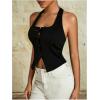 imageMilumia Womens Backless Halter Crop Top Y2K Bow Front Cut Out Sleeveless Going Out Tank TopsBlack