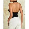 imageMilumia Womens Backless Halter Crop Top Y2K Bow Front Cut Out Sleeveless Going Out Tank TopsBlack