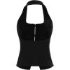 imageMilumia Womens Backless Halter Crop Top Y2K Bow Front Cut Out Sleeveless Going Out Tank TopsDark Black