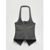 imageMilumia Womens Backless Halter Crop Top Y2K Bow Front Cut Out Sleeveless Going Out Tank TopsGrey