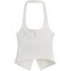 imageMilumia Womens Backless Halter Crop Top Y2K Bow Front Cut Out Sleeveless Going Out Tank TopsWhite