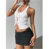 imageMilumia Womens Backless Halter Crop Top Y2K Bow Front Cut Out Sleeveless Going Out Tank TopsWhite and Pink