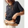 imageMilumia Womens Butterfly Cut Out Back TShirt Short Sleeve Vintage Loose Tee Tops StreetwearBlack