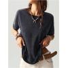 imageMilumia Womens Butterfly Cut Out Back TShirt Short Sleeve Vintage Loose Tee Tops StreetwearBlack