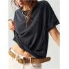 imageMilumia Womens Butterfly Cut Out Back TShirt Short Sleeve Vintage Loose Tee Tops StreetwearBlack