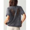 imageMilumia Womens Butterfly Cut Out Back TShirt Short Sleeve Vintage Loose Tee Tops StreetwearDark Grey
