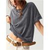 imageMilumia Womens Butterfly Cut Out Back TShirt Short Sleeve Vintage Loose Tee Tops StreetwearDark Grey