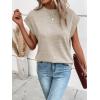 imageMilumia Womens Casual Cap Short Sleeve T Shirt Dressy Mock Neck Office Work TopApricot