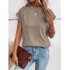 imageMilumia Womens Casual Cap Short Sleeve T Shirt Dressy Mock Neck Office Work TopCoffee Brown Mix