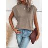 imageMilumia Womens Casual Cap Short Sleeve T Shirt Dressy Mock Neck Office Work TopCoffee Brown Mix
