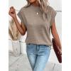 imageMilumia Womens Casual Cap Short Sleeve T Shirt Dressy Mock Neck Office Work TopCoffee Brown Mix
