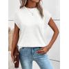 imageMilumia Womens Casual Cap Short Sleeve T Shirt Dressy Mock Neck Office Work TopColorsnow White