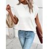 imageMilumia Womens Casual Cap Short Sleeve T Shirt Dressy Mock Neck Office Work TopColorsnow White