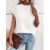 imageMilumia Womens Casual Cap Short Sleeve T Shirt Dressy Mock Neck Office Work TopColorsnow White