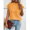 imageMilumia Womens Casual Cap Short Sleeve T Shirt Dressy Mock Neck Office Work TopColoryellow