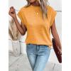 imageMilumia Womens Casual Cap Short Sleeve T Shirt Dressy Mock Neck Office Work TopColoryellow