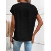 imageMilumia Womens Casual Cap Short Sleeve T Shirt Dressy Mock Neck Office Work TopDark Black