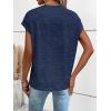 imageMilumia Womens Casual Cap Short Sleeve T Shirt Dressy Mock Neck Office Work TopDark Blue
