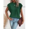 imageMilumia Womens Casual Cap Short Sleeve T Shirt Dressy Mock Neck Office Work TopDark Green