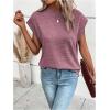 imageMilumia Womens Casual Cap Short Sleeve T Shirt Dressy Mock Neck Office Work TopDusty Pink