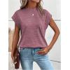 imageMilumia Womens Casual Cap Short Sleeve T Shirt Dressy Mock Neck Office Work TopDusty Pink