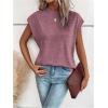 imageMilumia Womens Casual Cap Short Sleeve T Shirt Dressy Mock Neck Office Work TopDusty Pink