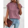 imageMilumia Womens Casual Cap Short Sleeve T Shirt Dressy Mock Neck Office Work TopDusty Pink