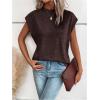 imageMilumia Womens Casual Cap Short Sleeve T Shirt Dressy Mock Neck Office Work TopPurple Black