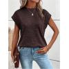 imageMilumia Womens Casual Cap Short Sleeve T Shirt Dressy Mock Neck Office Work TopPurple Black