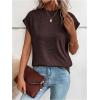 imageMilumia Womens Casual Cap Short Sleeve T Shirt Dressy Mock Neck Office Work TopPurple Black