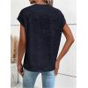 imageMilumia Womens Casual Cap Short Sleeve T Shirt Dressy Mock Neck Office Work TopPurple Blue