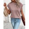 imageMilumia Womens Casual Cap Short Sleeve T Shirt Dressy Mock Neck Office Work TopSolid Pink