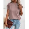 imageMilumia Womens Casual Cap Short Sleeve T Shirt Dressy Mock Neck Office Work TopSolid Pink