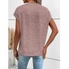 imageMilumia Womens Casual Cap Short Sleeve T Shirt Dressy Mock Neck Office Work TopSolid Pink