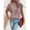 imageMilumia Womens Casual Cap Short Sleeve T Shirt Dressy Mock Neck Office Work TopSolid Pink