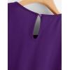 imageMilumia Womens Casual Round Neck Basic Pleated Top Cap Sleeve Curved Keyhole Back BlouseA Dark Purple
